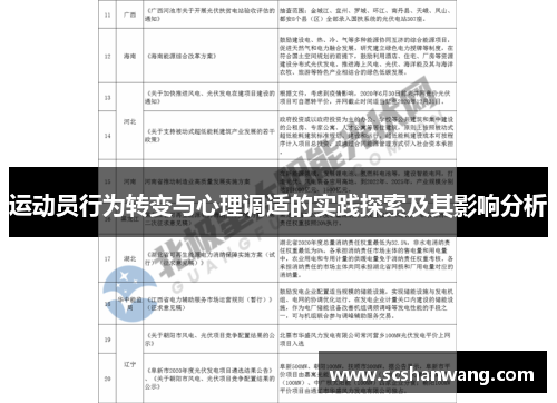 运动员行为转变与心理调适的实践探索及其影响分析